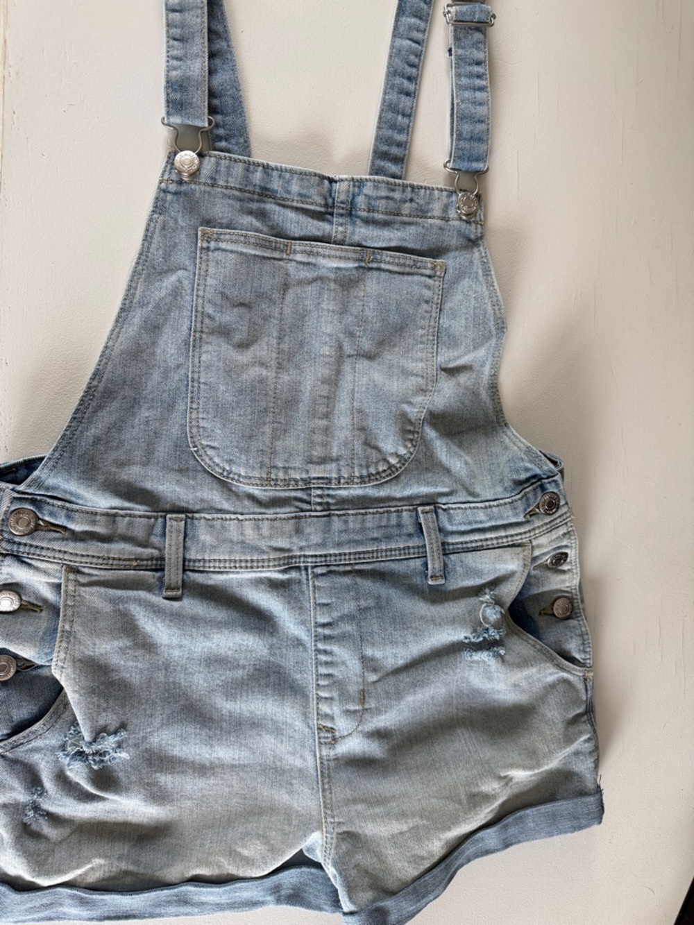 Light Blue Denim Women’s Overall Shorts